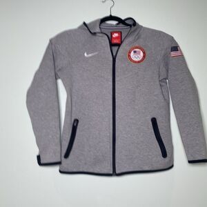 Nike Olympic Team USA Tech Fleece Full Zip Hoodie Jacket Heather Grey SZ L  Wome